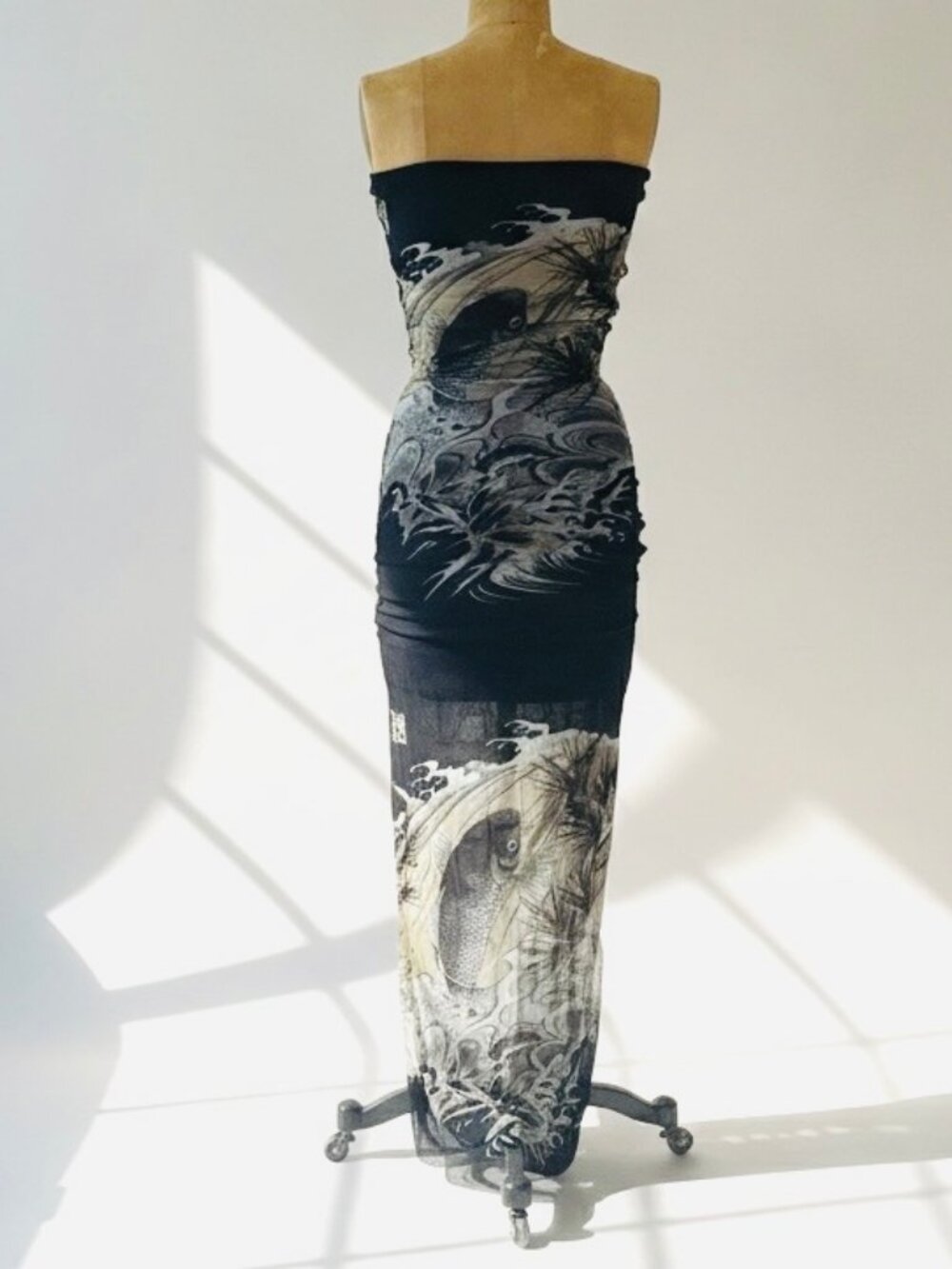 Rare Archive Jean Paul Gaultier Koi Fish Mesh Illusion Strapless Maxi Dress XS-S - Picture 3 of 8